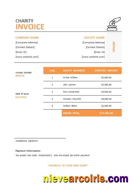 Charity Invoice